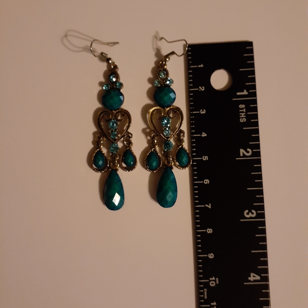Blue and Silver Chandelier Earrings - Picture 2 of 2